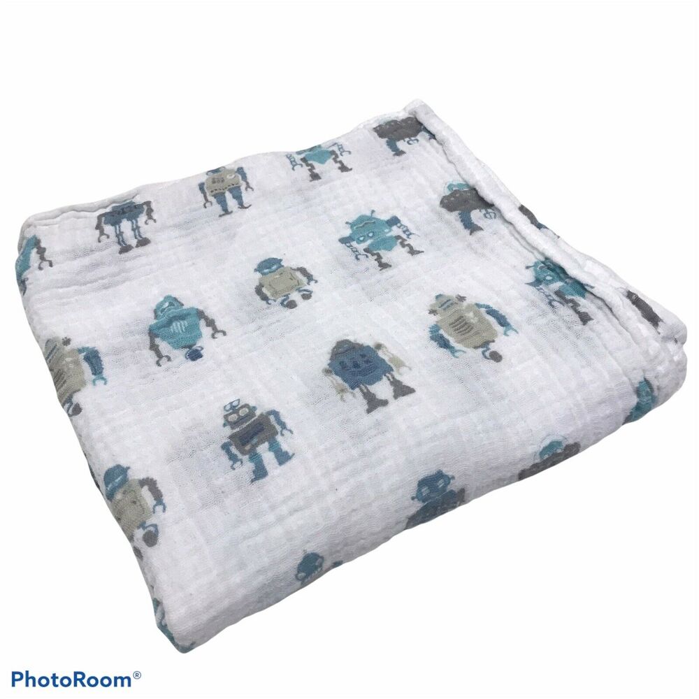 Newcastle Robot Cotton Muslin Swaddle Baby Blanket